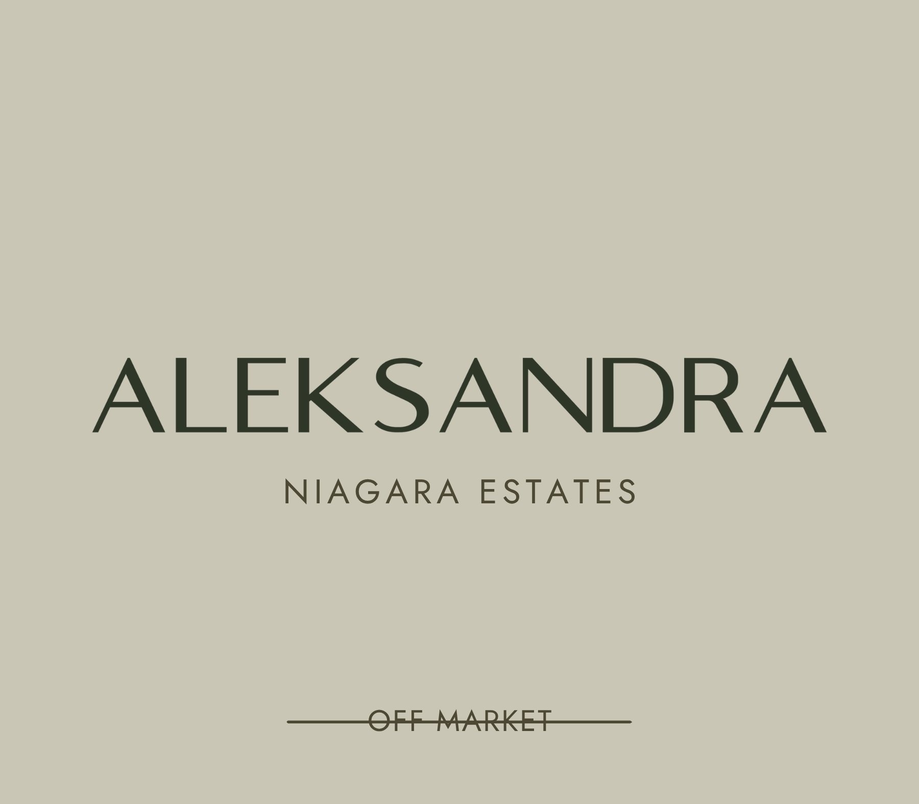 Image of a sign for Aleksandra Niagara Estates, indicating an off-market status.