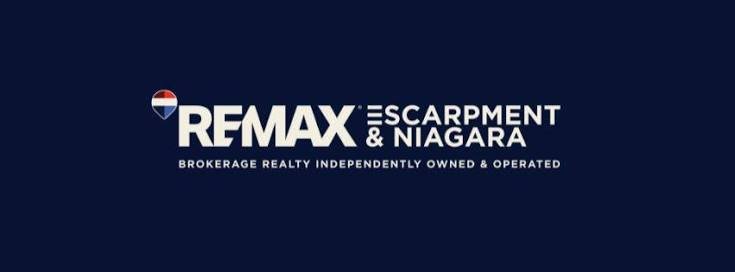 REMAX Escarpment & Niagara logo on a dark blue background with text 'Brokerage Realty Independently Owned & Operated'