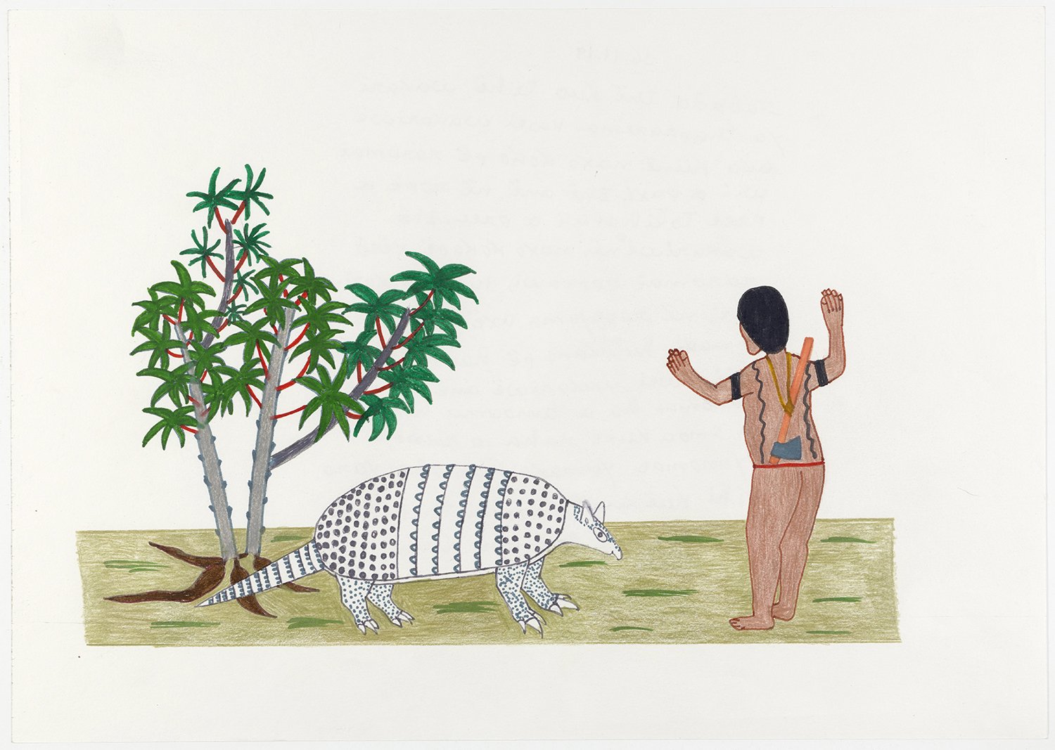 Esse é Wakariwë, espírito do Tatu-canastra. Ele é um dos responsáveis pelo crescimento da macaxeira. Junto com Në ropë, o espírito da fertilidade, eles sabem fazer bem feito. Wakariwë sabe fazer as macaxeiras crescerem rápido. Por isso, eles nos ajud