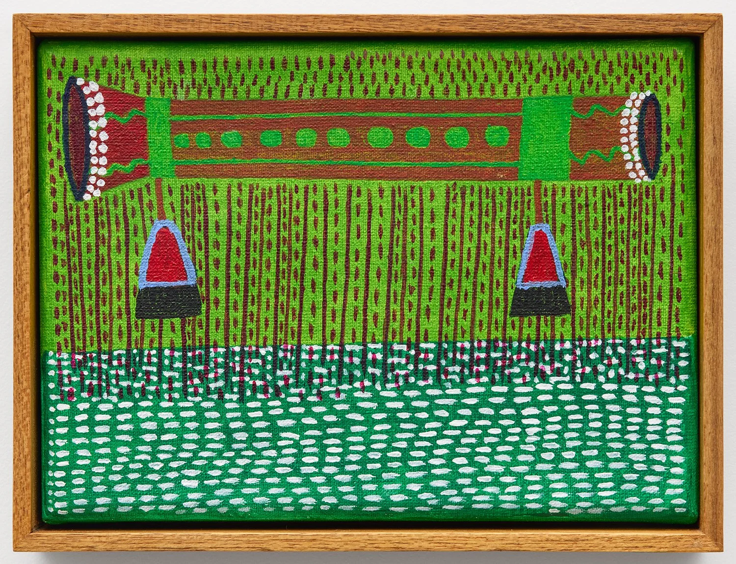 Tubo sobrenatural do Ãyõkorari, espírito do pássaro japim-xexéu (Cacicus cela). Quando um xamã Yanomami tem o espírito Ãyõkorari vivendo em seu peito, a casa dos espíritos, o seu tubo sobrenatural Oraka é assim. Ele o utiliza para soprar as doenças, 