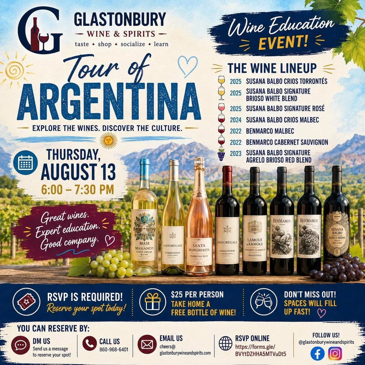 Wine Education & Tasting: A Tour of Argentina