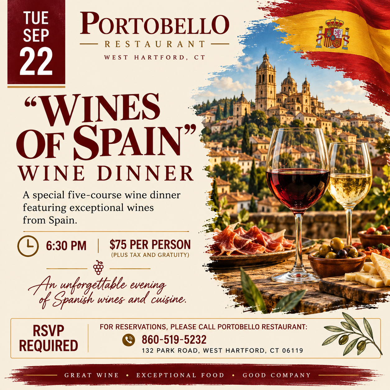 "Wines of Spain" Wine Dinner - Portobello Restaurant