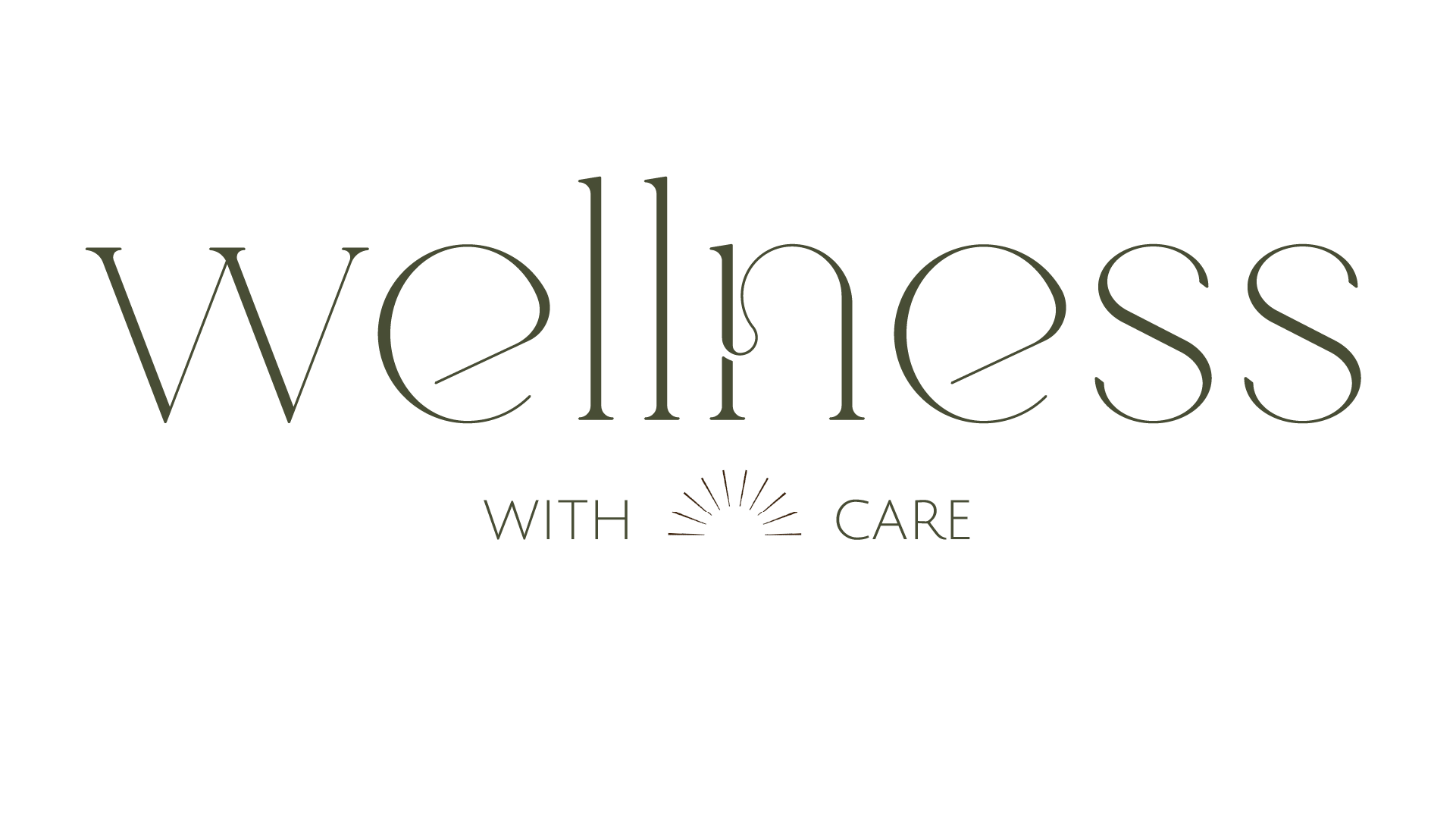 Wellness with Care logo with stylized text and a sunburst icon
