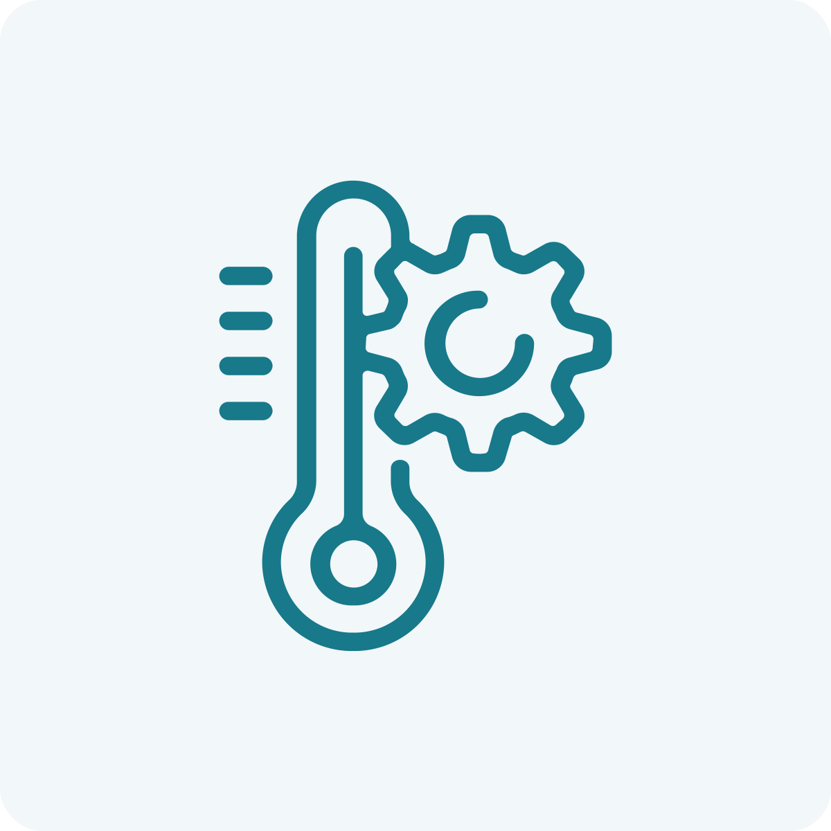 Icon of a thermometer with a gear and a C symbol, representing temperature control or system management.