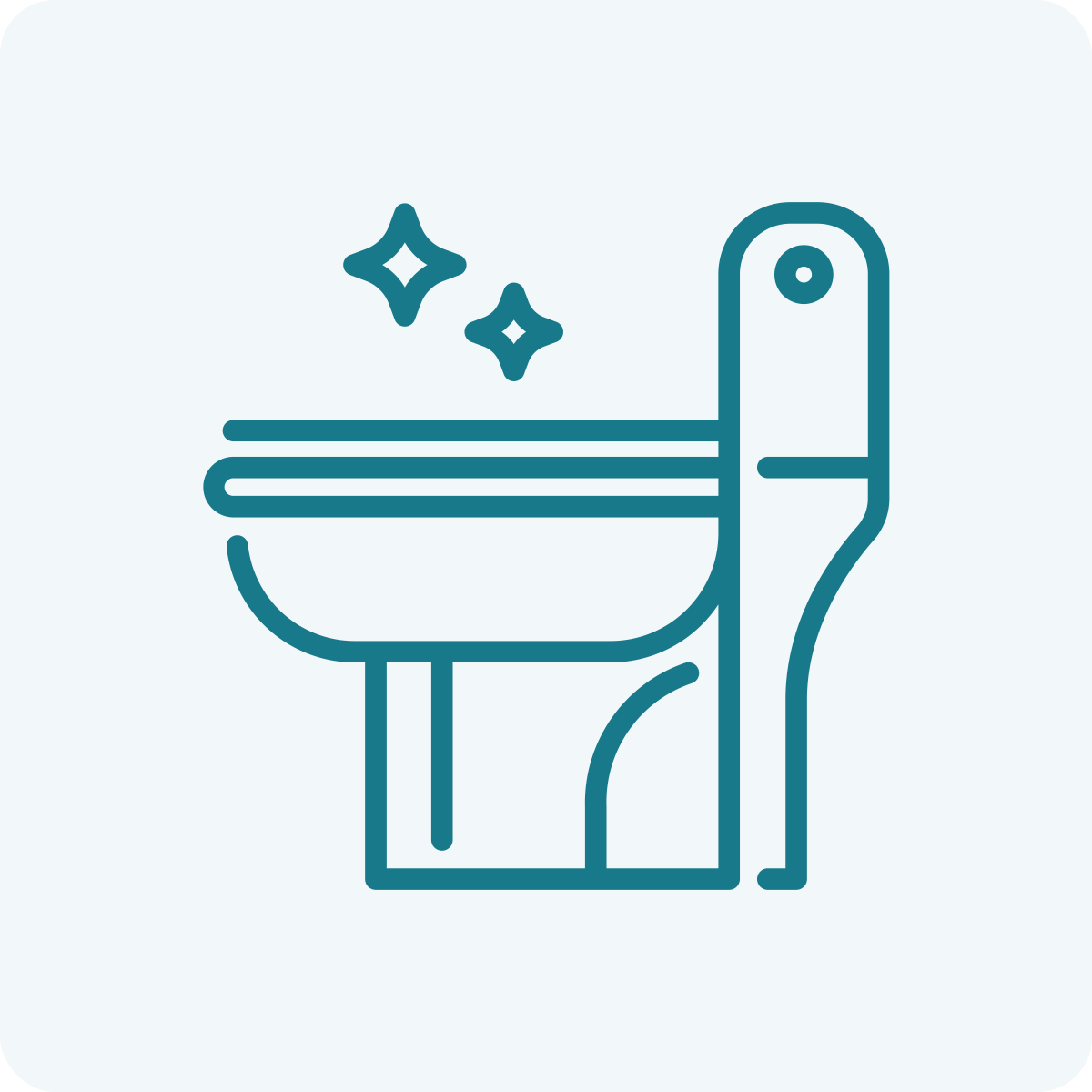 Toilet with cleaning sparkle icons.