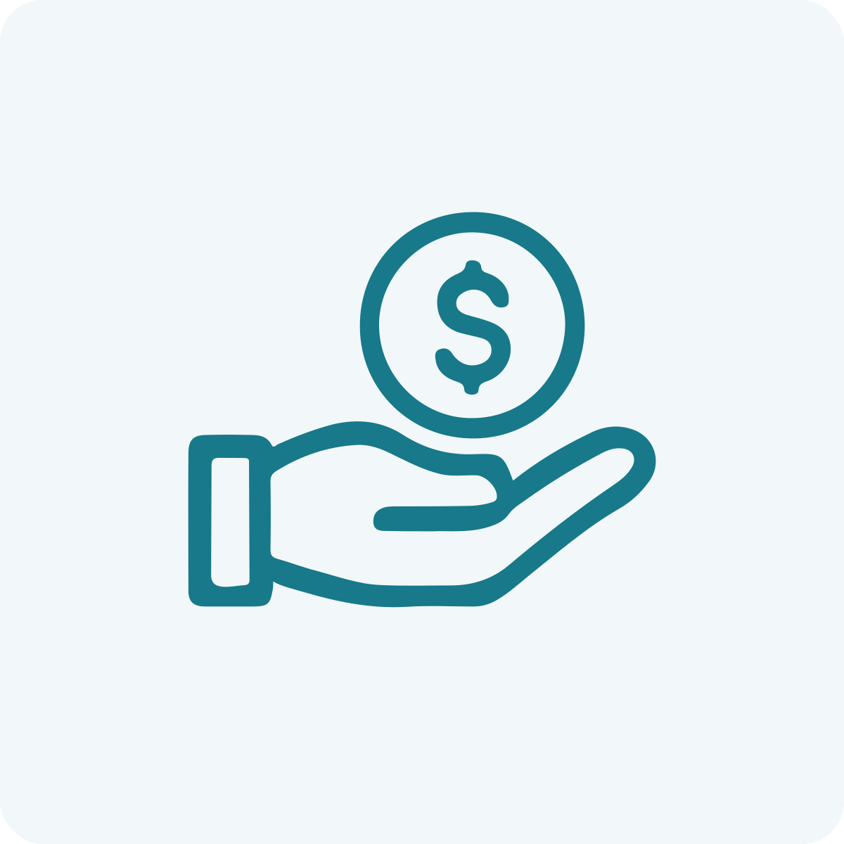 Hand holding a coin with a dollar sign
