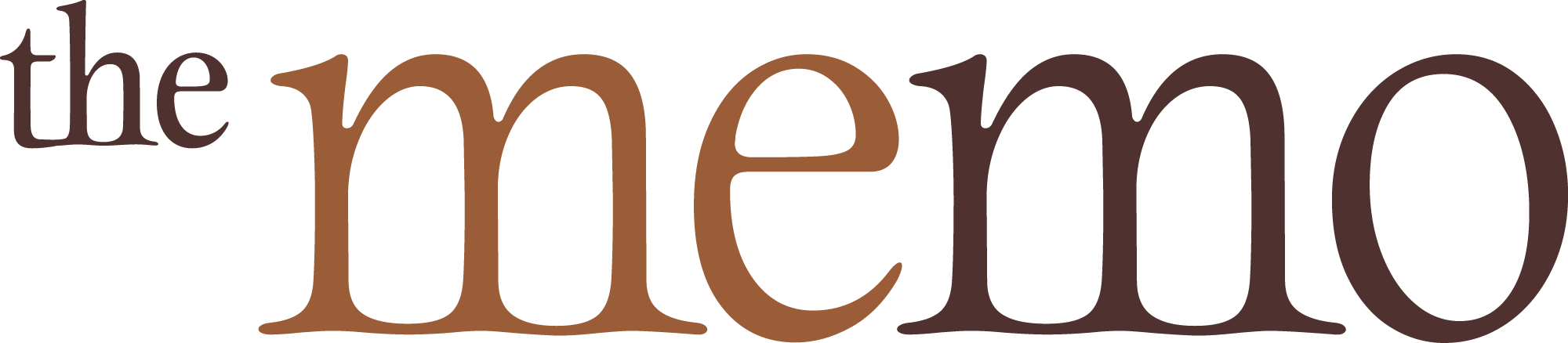 Stylized lowercase text logo reading “the memo” in brown tones on a black background
