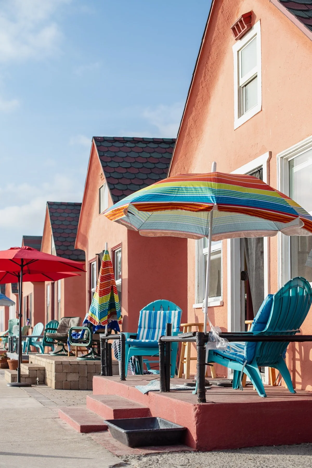 Colorful beach houses in San Diego, California.