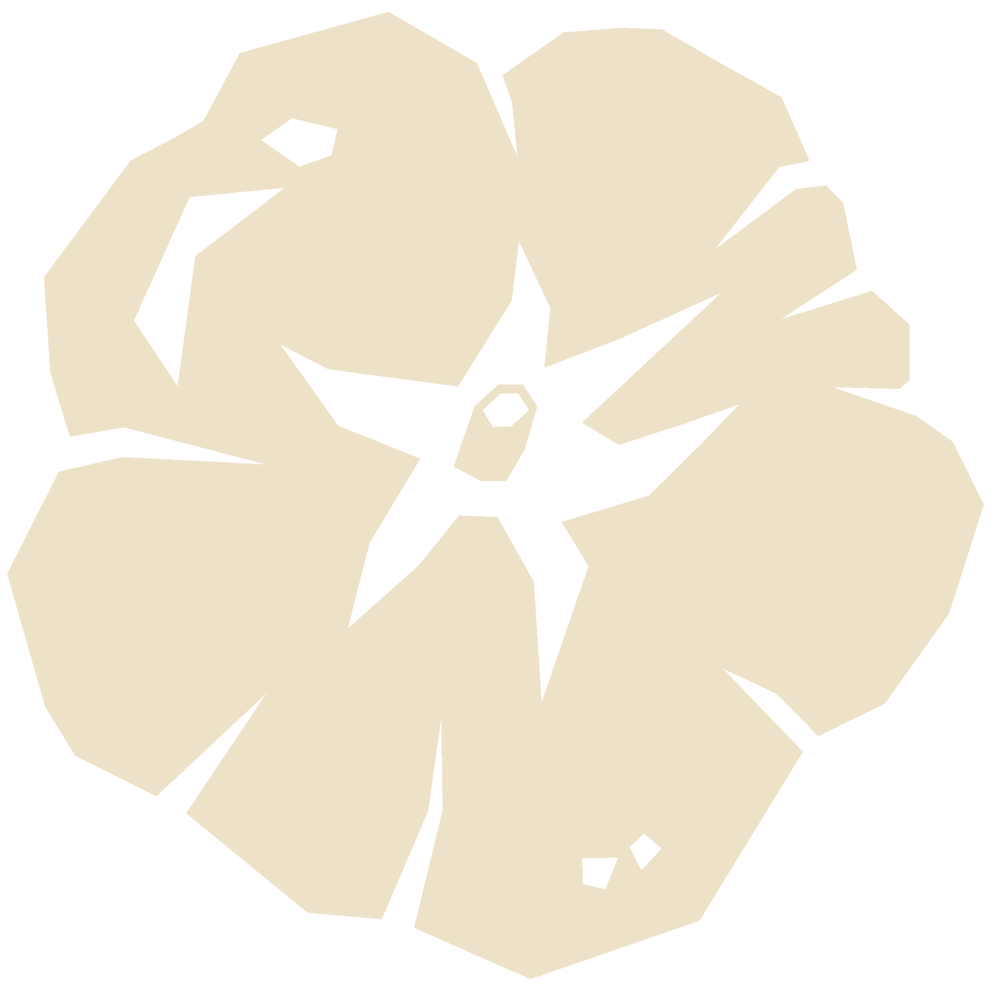 Abstract beige low-poly geometric floral shape on a black background