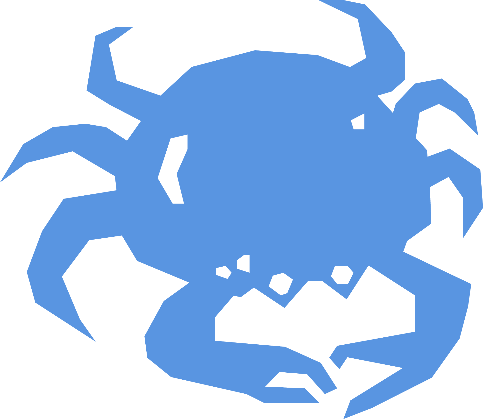 Blue low-poly silhouette of a crab