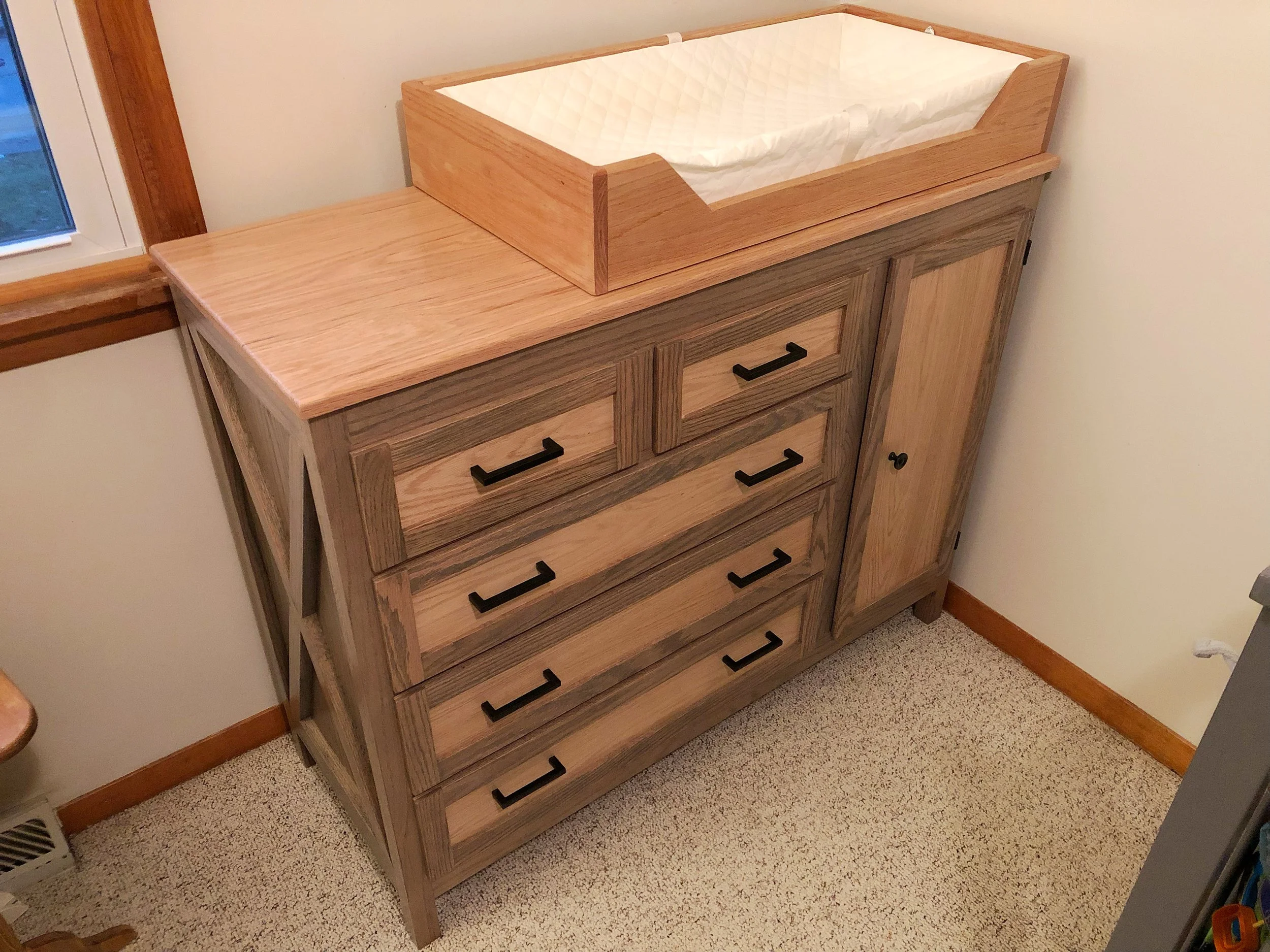 Rustic Red Oak Dresser w/ changing table