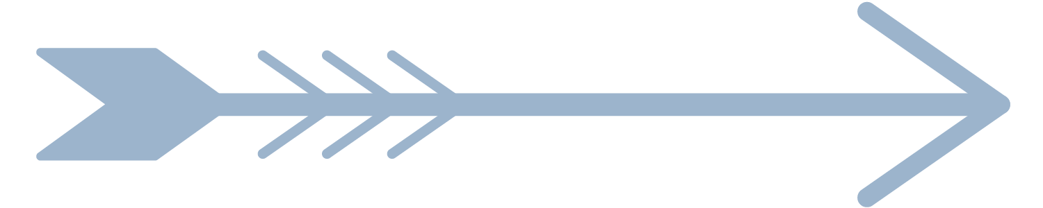 A digital illustration of a light blue arrow pointing to the right with a stylized design that includes a shaft, fletching, and a pointed tip.