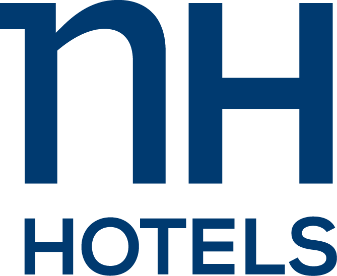Logo of NH Hotels in dark blue with the letters "NH" and the word "HOTELS" underneath.