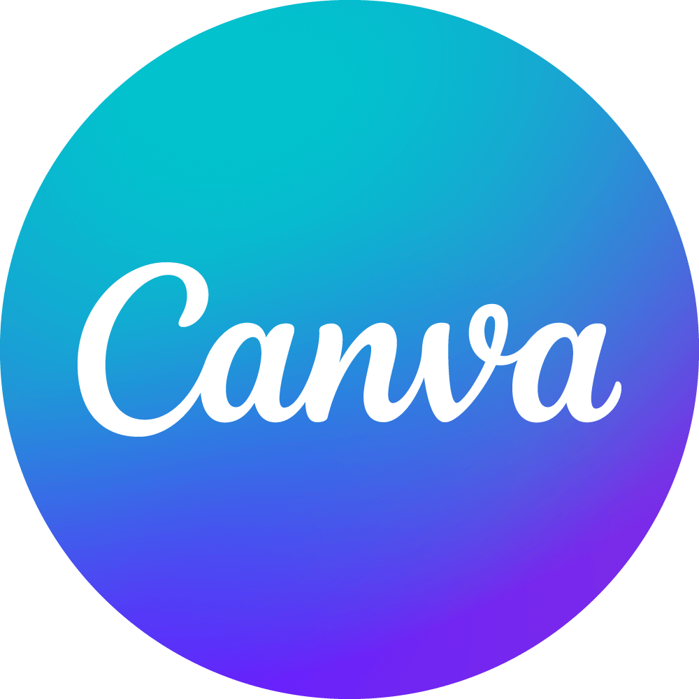The Canva logo on a circular, gradient background fading from teal to purple.