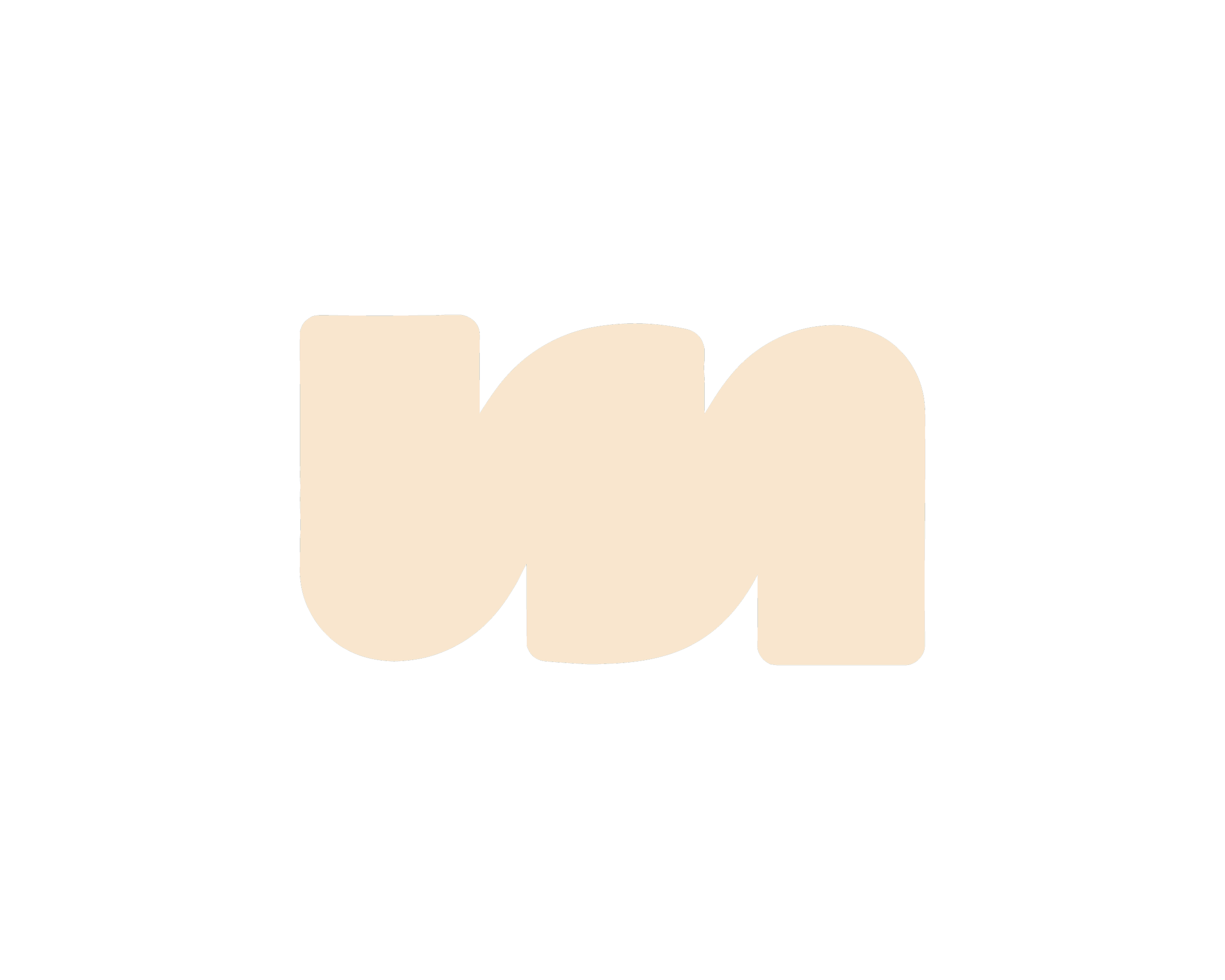 A stylized logo with a black background featuring the word 'm' in beige, lowercase, bold font.