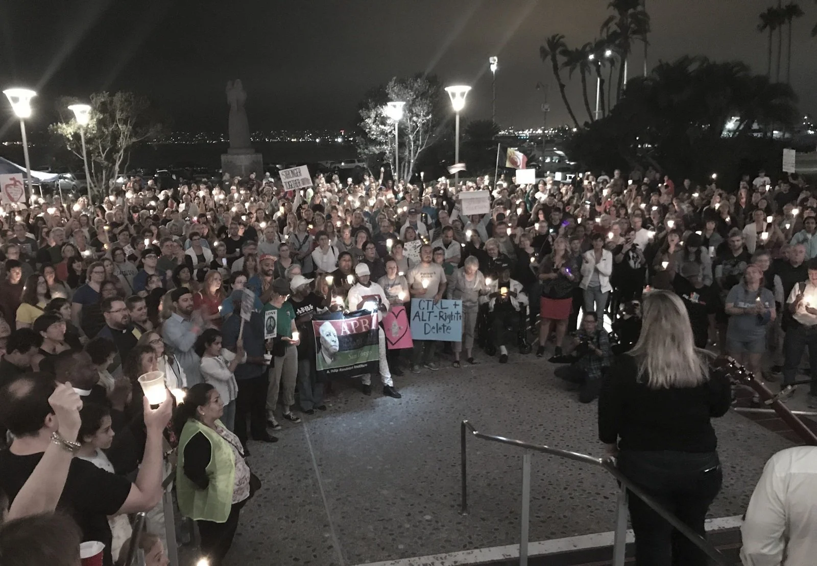 Candlelight vigil crowd gathered at the San Diego County Administration Building