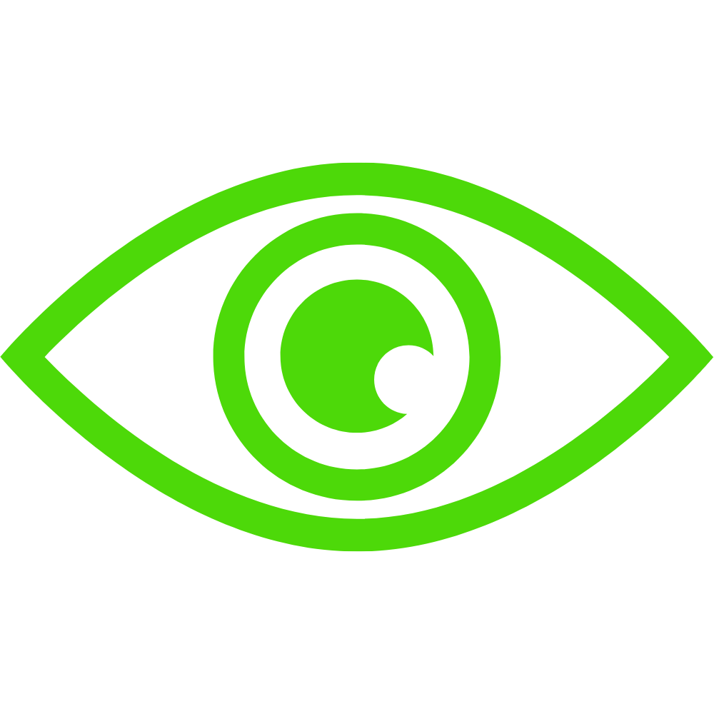 A green graphic of an eye with a copyright symbol in the center, on a black background.