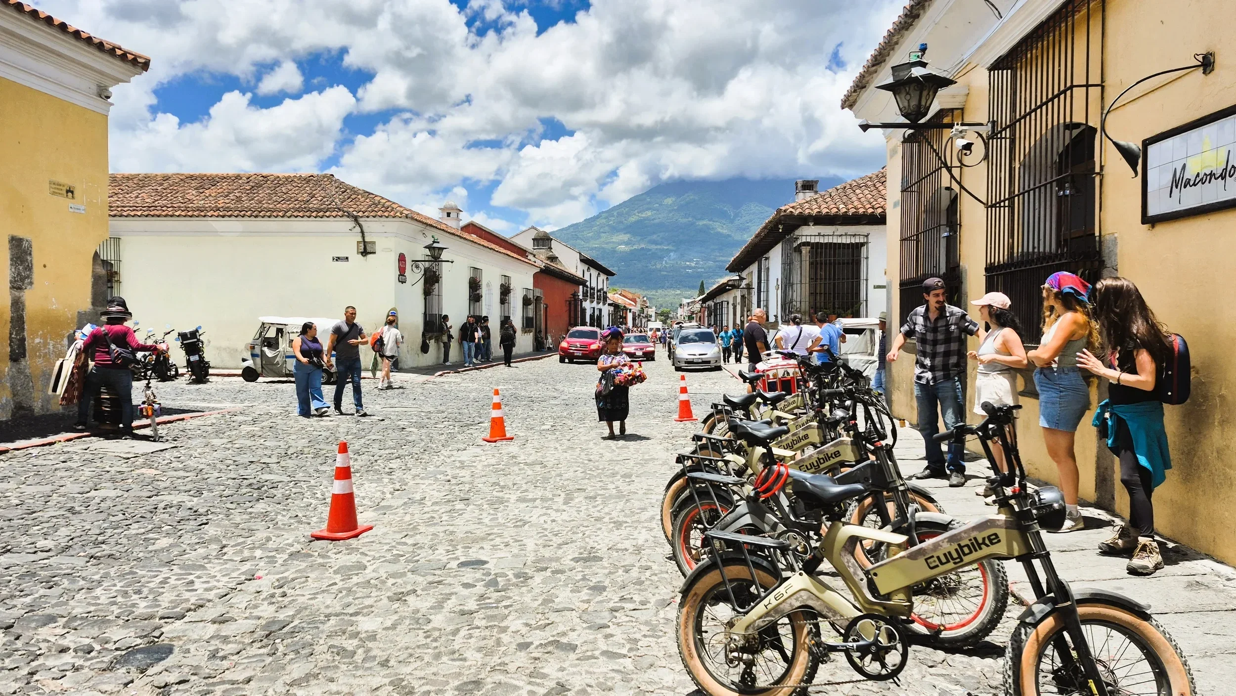 e-bikes in the historic streets of Antigua, Guatemala