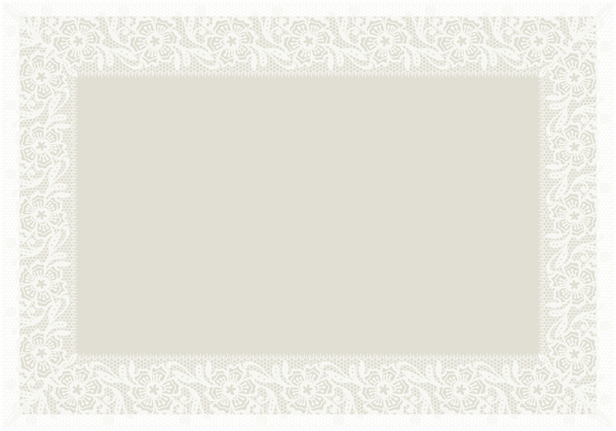 Blank decorative border with floral lace design on beige background