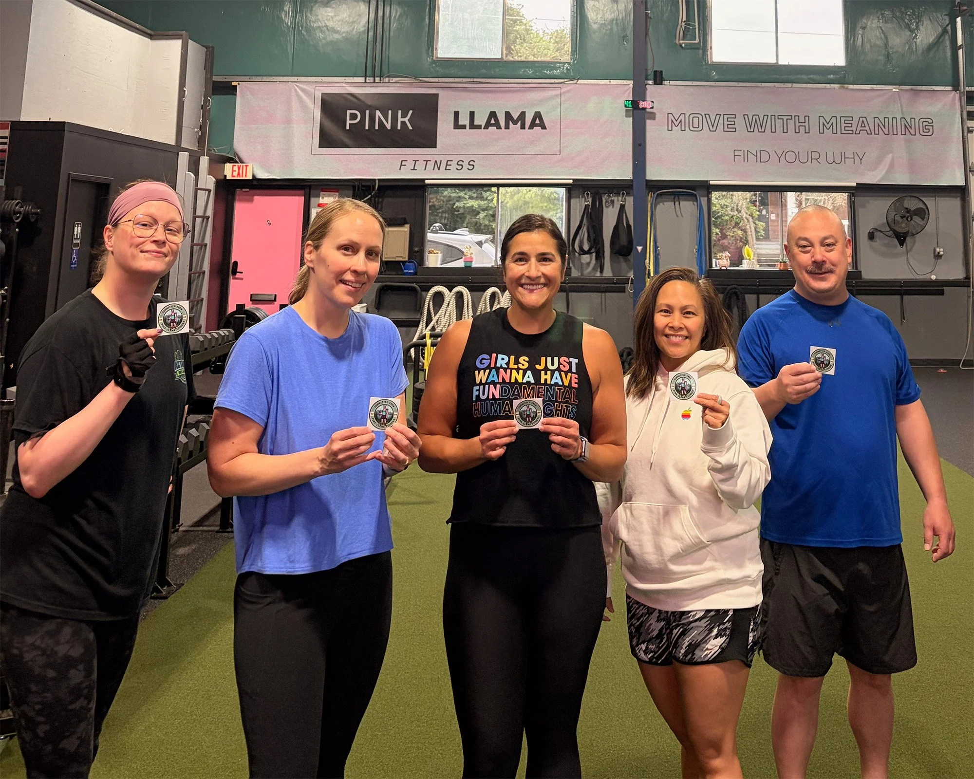 Pink Llama Fitness members together after training in Renton