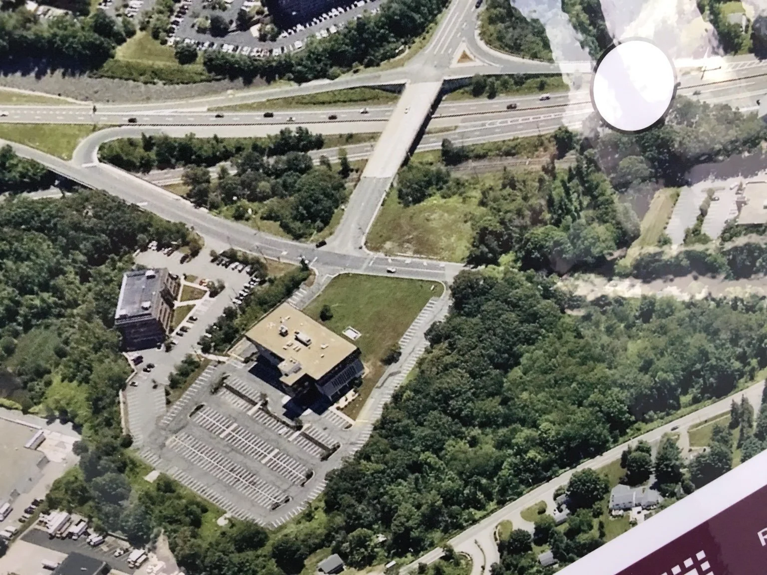 Historic aerial view of the Framingham property and surrounding road network before redevelopment into U-Haul self-storage.