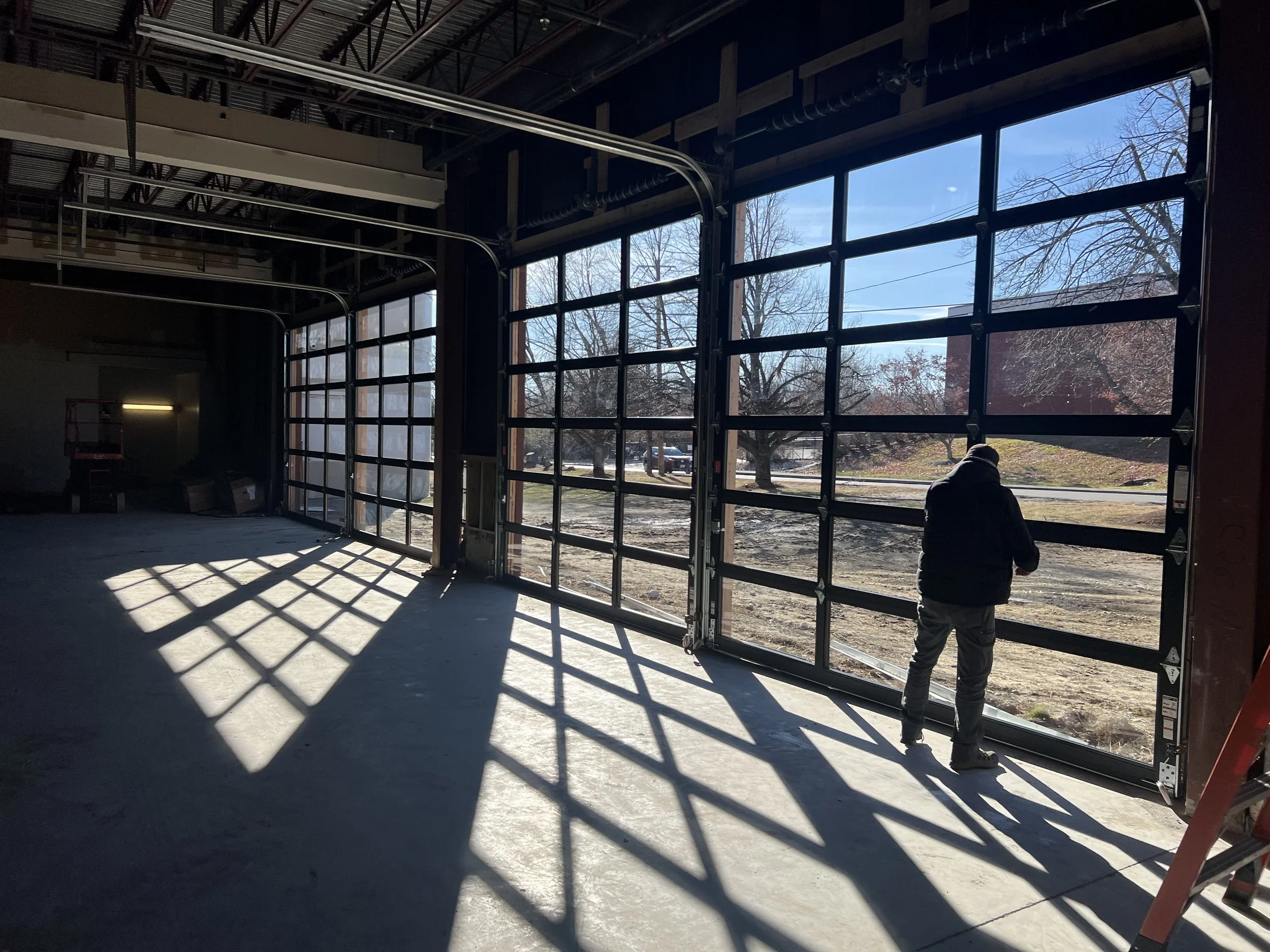 Interior drive-in storage area under construction at 145 Milk Street in Methuen