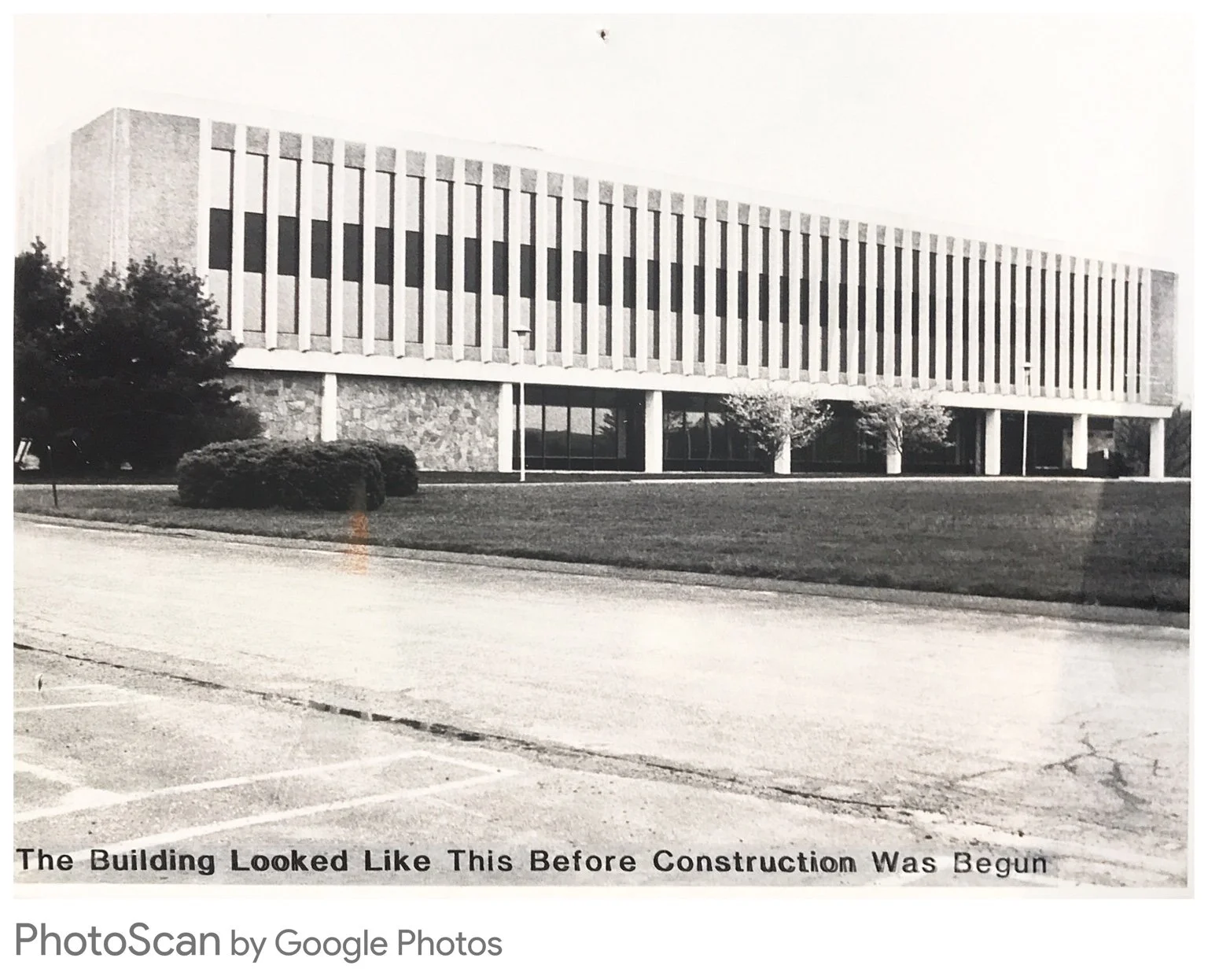 Original 1960s office building at 15 Pleasant Street Connector before the upper glass floors were added in the 1980s.