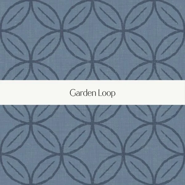 Pattern of overlapping circles forming a flower-like design on a blue background, labeled 'Garden Loop'.