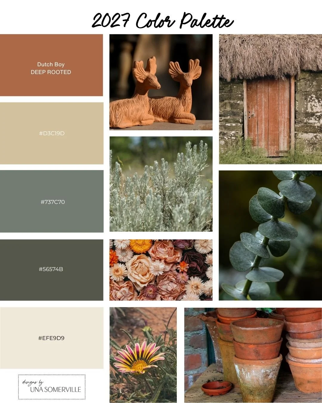 Been playing around with Dutch Boy's paint color for 2027 - Deep Rooted.  I really like it - its a rich clay color that I think pairs really well with tans and sage greens.  Reminds me of the desert here in Arizona.  Definitely will be using this pal