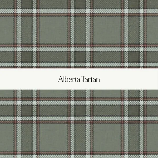 Cover of a book titled 'Alberta Tartan' with a green, red, and white plaid pattern background.