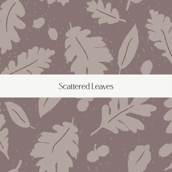 Background with scattered leaf illustrations and the text 'Scattered Leaves' in the center.
