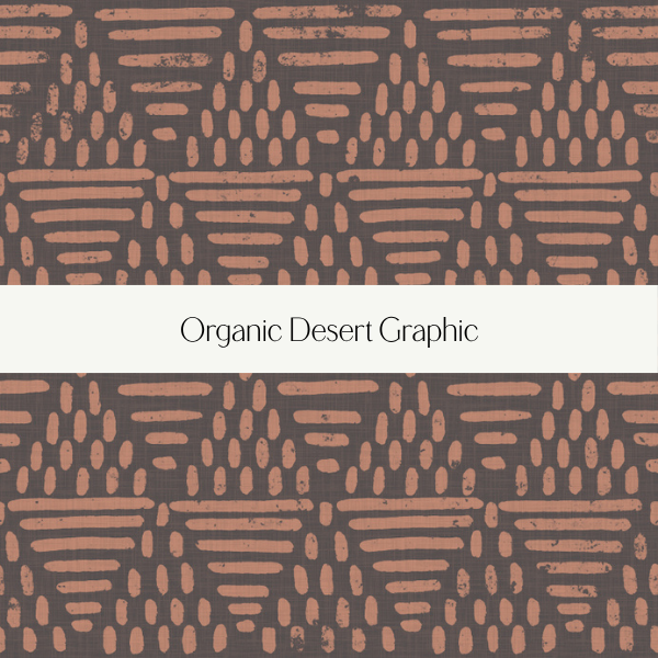 Abstract desert graphic pattern with organic, earthy shapes in brown and pink tones.
