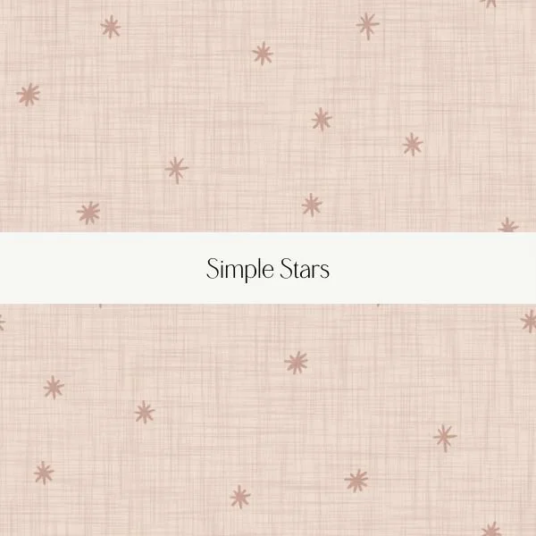 Pattern background with small, simple star shapes and a white band in the center displaying the text 'Simple Stars'.