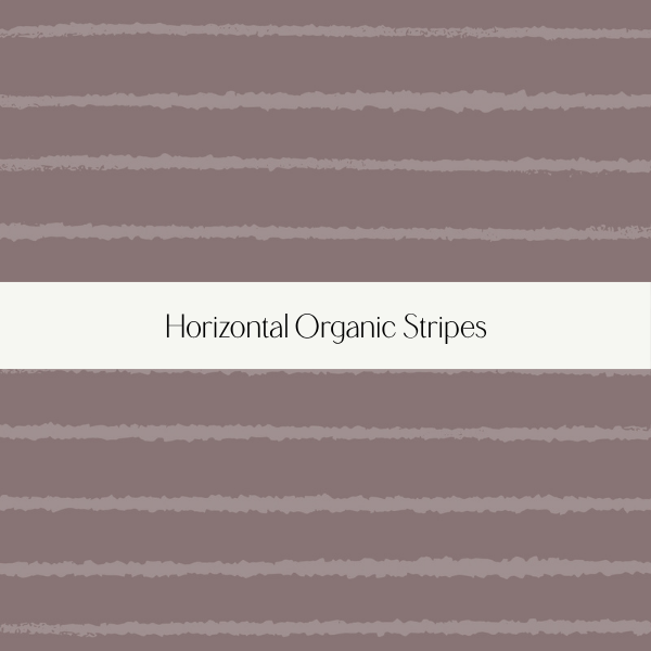 Background featuring horizontal organic stripes in shades of mauve and gray, with a white band in the center displaying the text 'Horizontal Organic Stripes'.