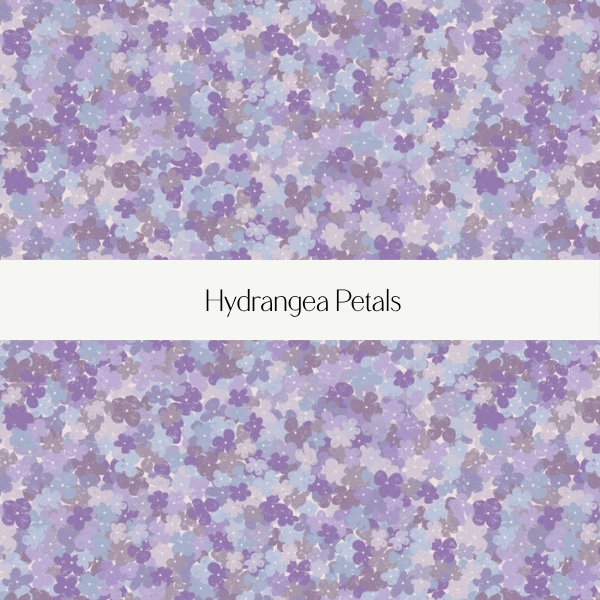 A pack of glittery Hydrangea Petals confetti in shades of purple and lavender.