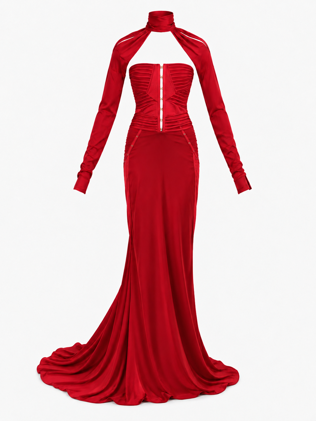 Gucci F/W 2003 Red Corset Gown + Bolero. Size US 0. 