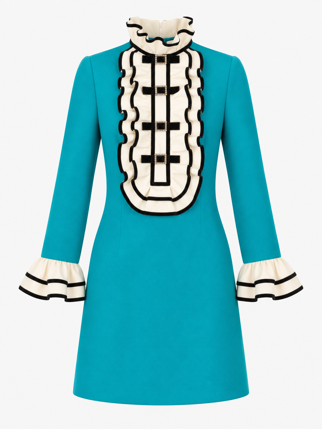 Gucci Pre-Fall 2017 Turquoise Mini Dress. Size US 2. 