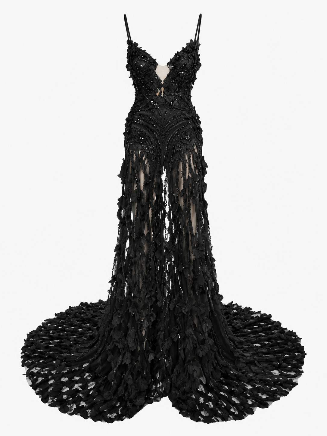 DSquared2 F/W 2013 Embellished Sheer + Rabbit Fur Gown. Size US 4.