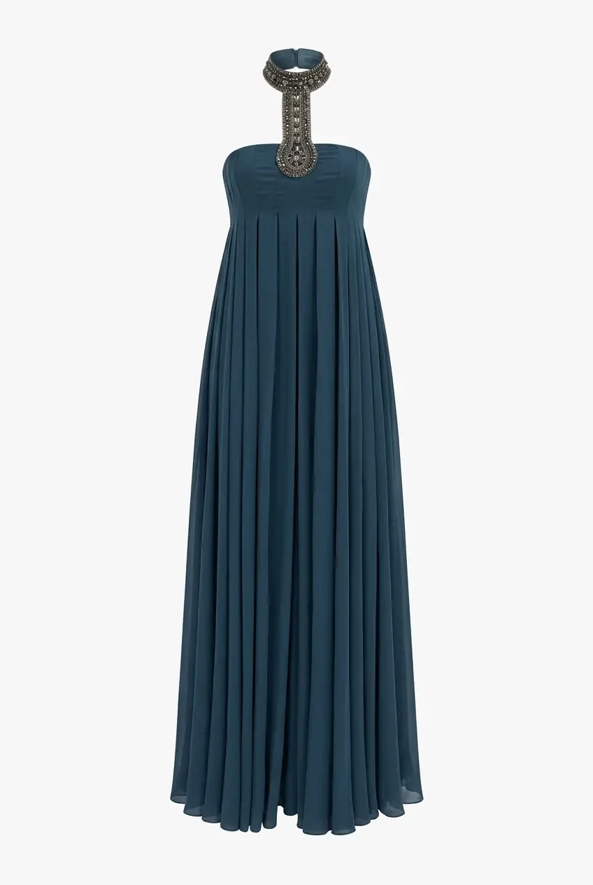 Azzaro Blue Gown with Embellishment. Size US 2. 