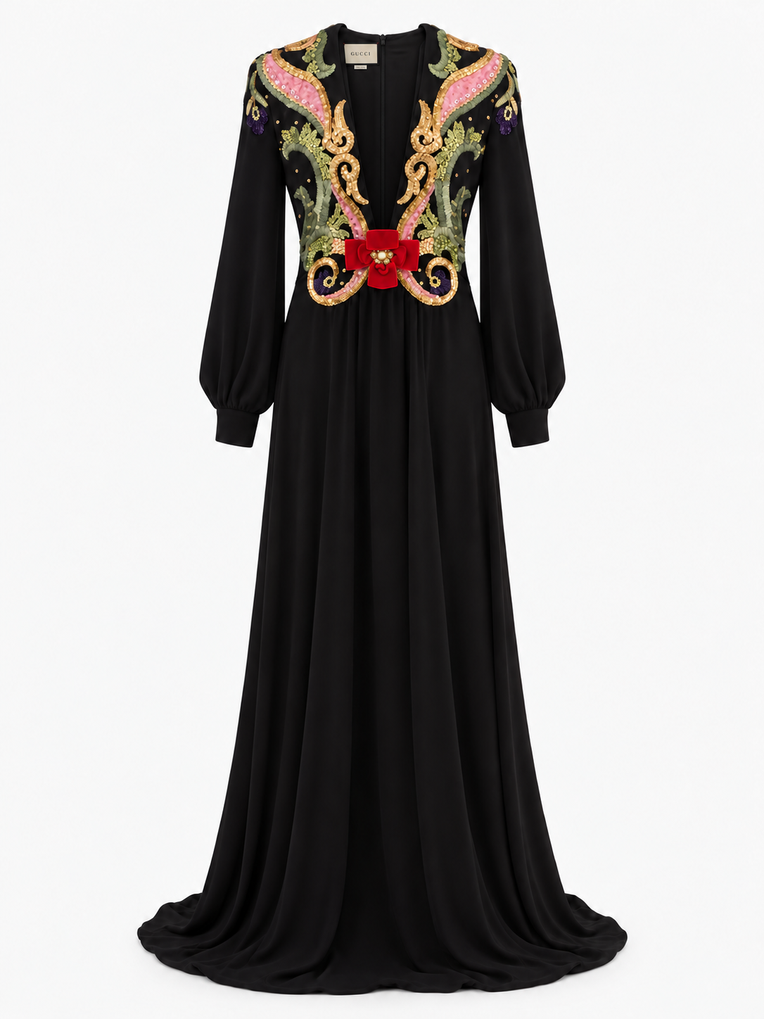 Gucci 2017 Embellished Deep V Gown. Size US 4. 