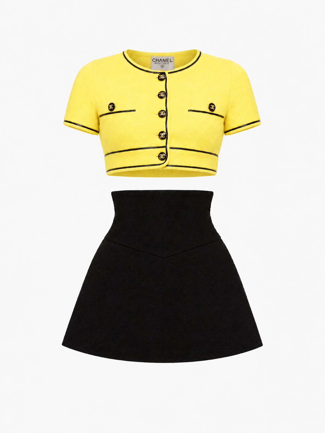 Chanel S/S 1995 Yellow Skirt Set. Size US 2. 