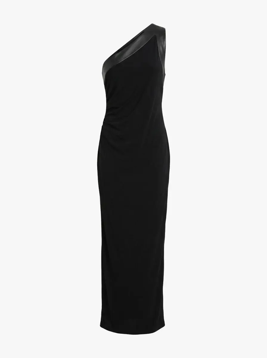 ELIZABETH HOLMES circa 2015. Gucci One Shoulder Gown with Leather Detail. Size US 6. 