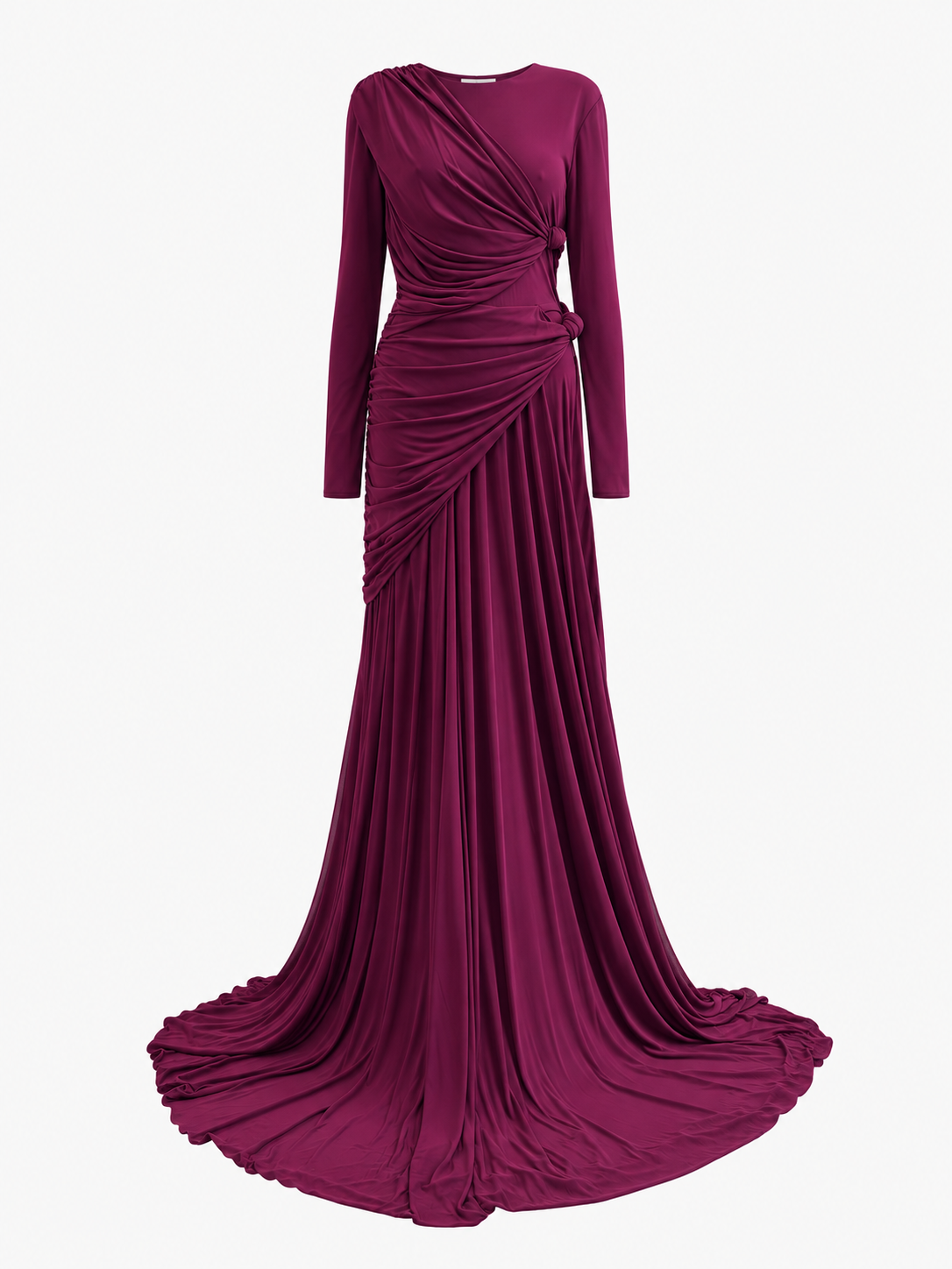 Giambattista Valli Plum Knotted Draped Jersey Gown. US Size 8.