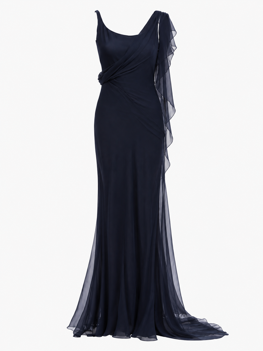 Chanel Cruise 2002 Midnight Blue Silk Gown. Size US 6.