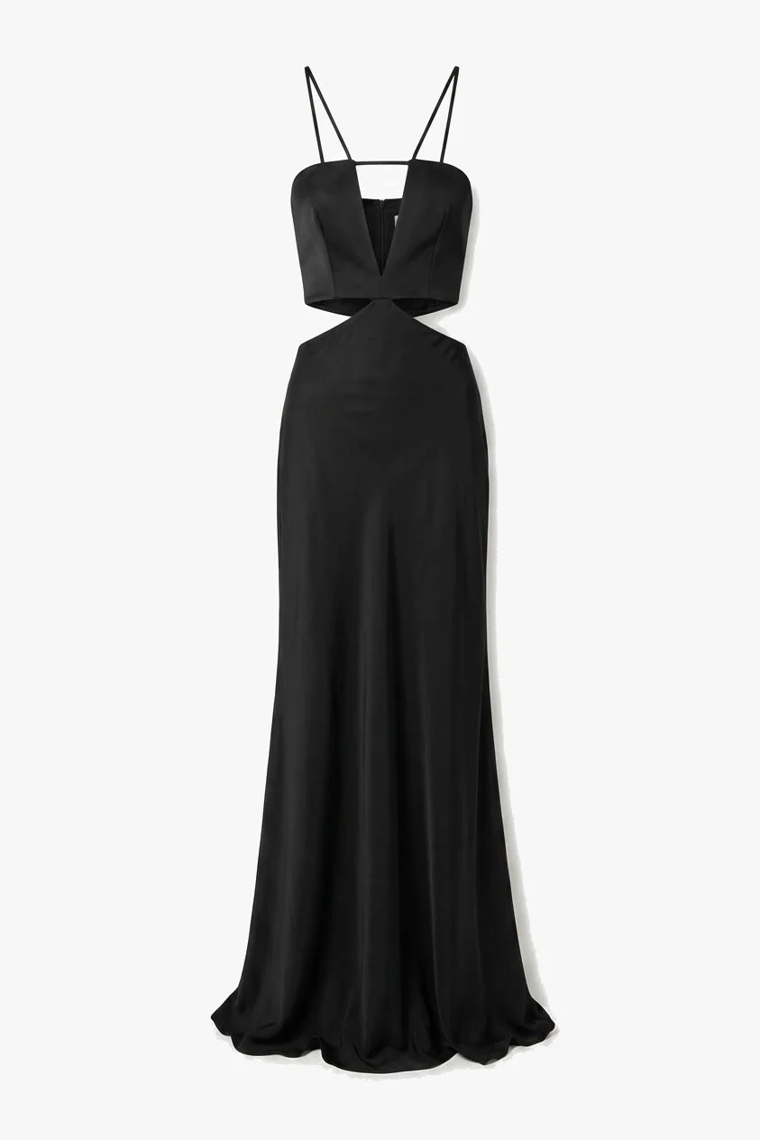 Cushnie Et Ochs Fall 2013 runway look 29. Black silk gown with cutouts.