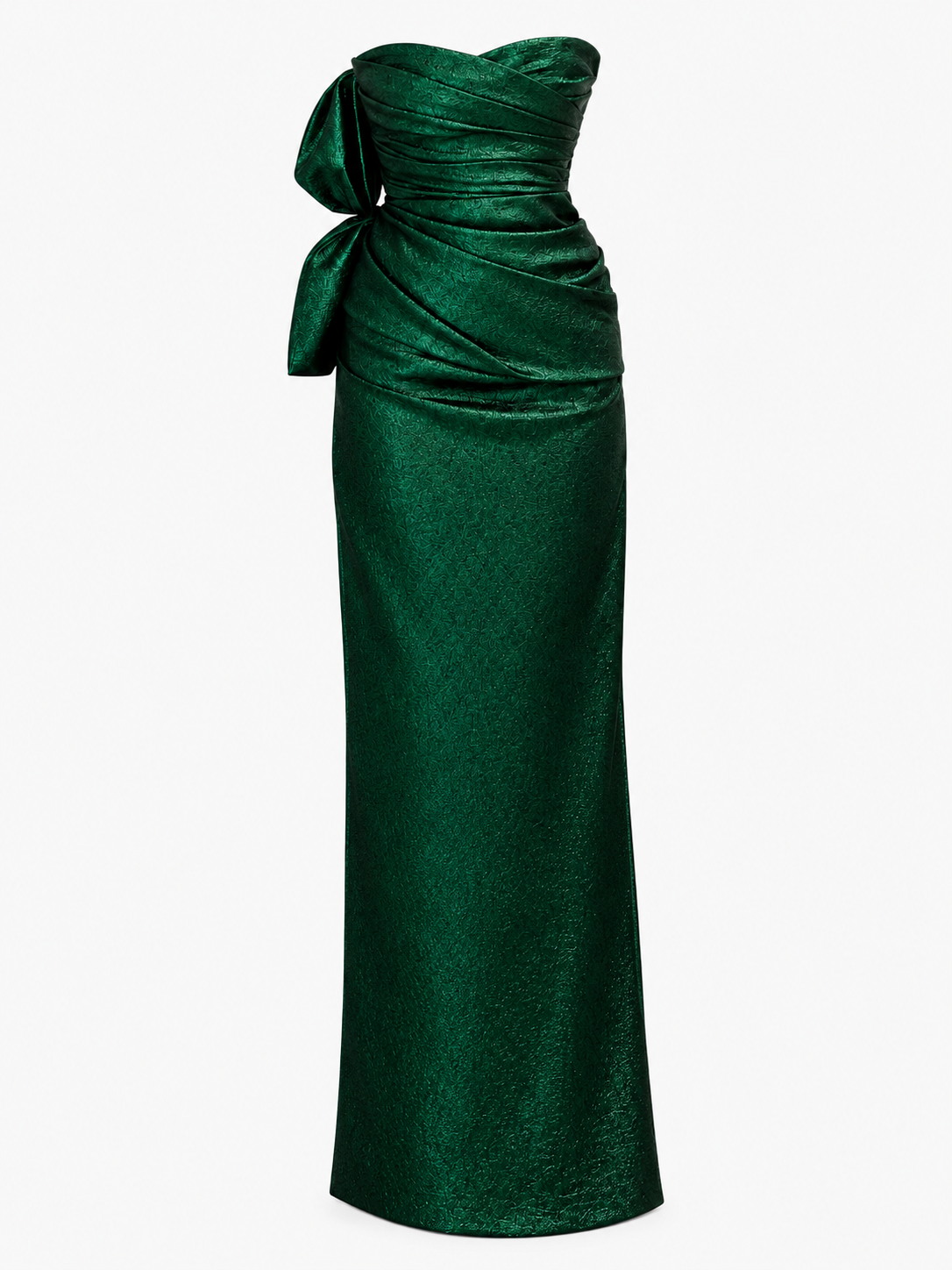 POISON IVY: DSquared2 Metallic Green Strapless Gown. Size US 4. 
