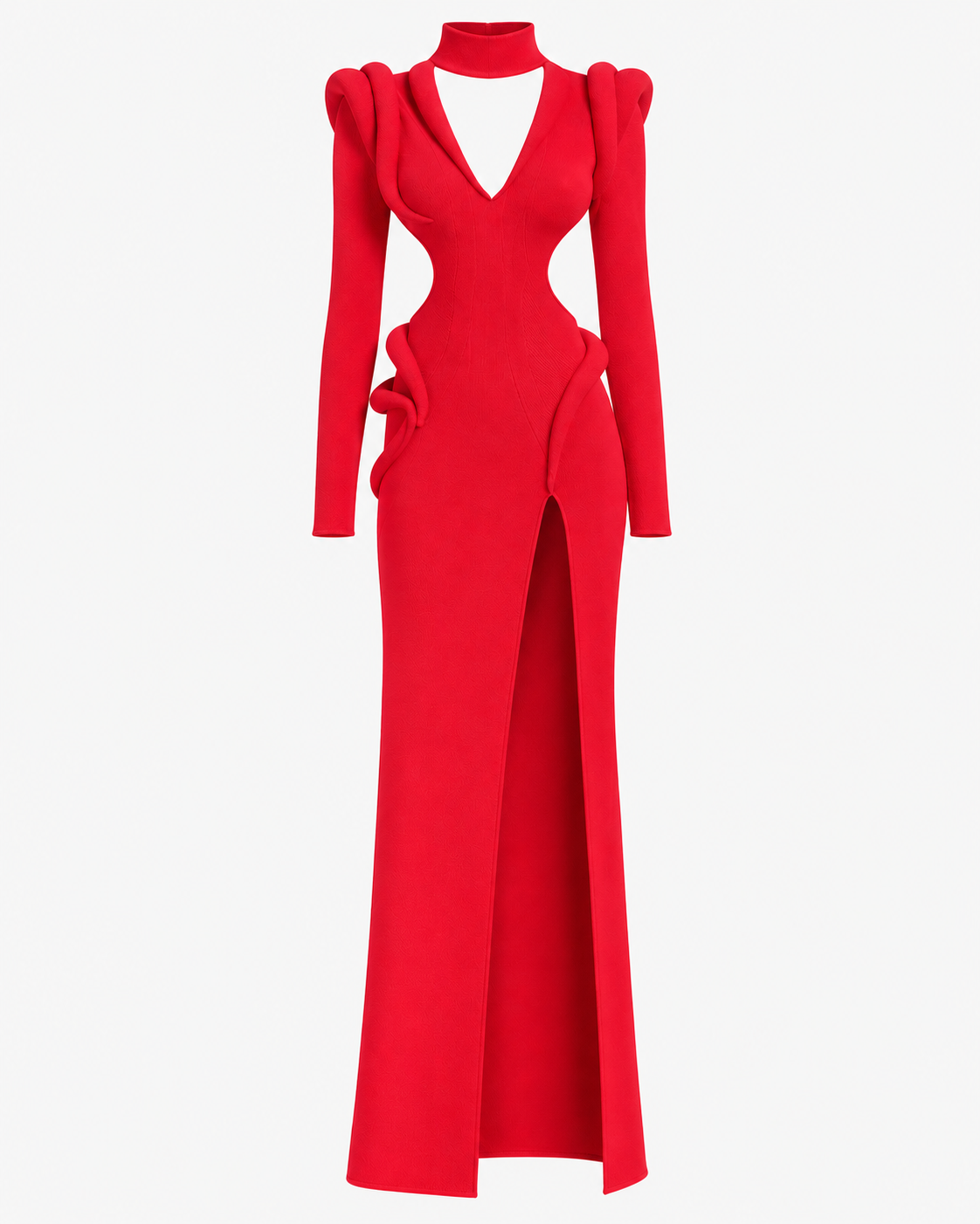 Alexander McQueen Red Ribbed Knit Dress