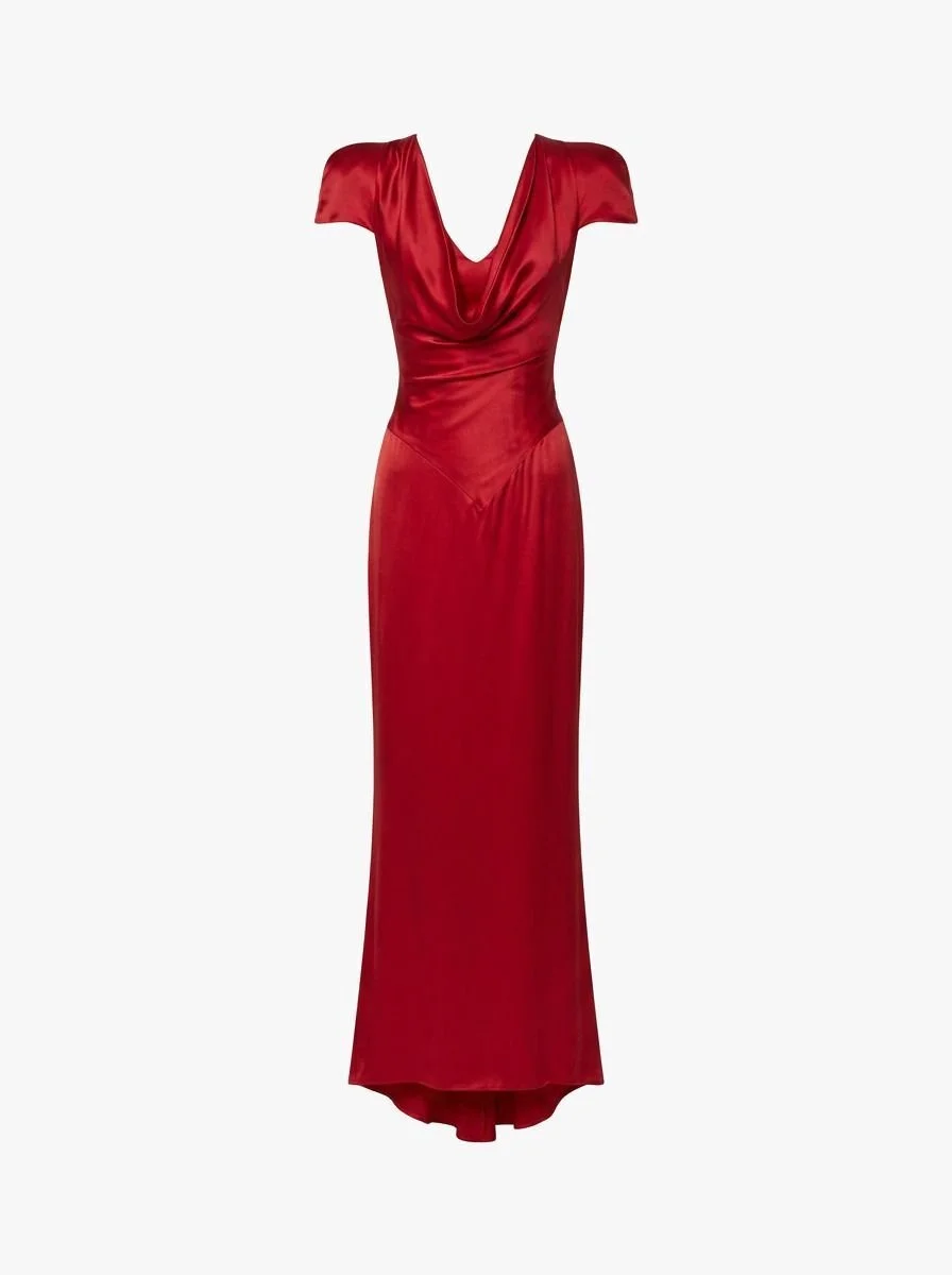 Alexander McQueen Resort 2010 Red Silk Gown. US Size 6.