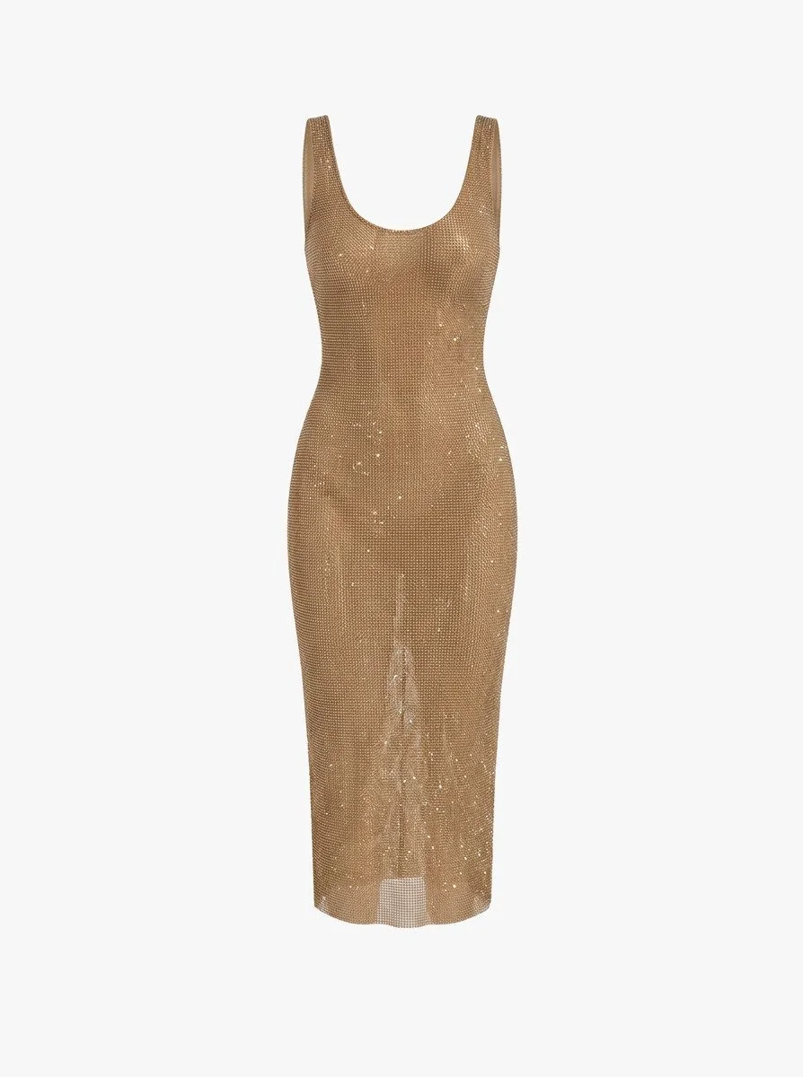 Alessandra Rich Sheer Crystal Midi Dress. Size US 4. 