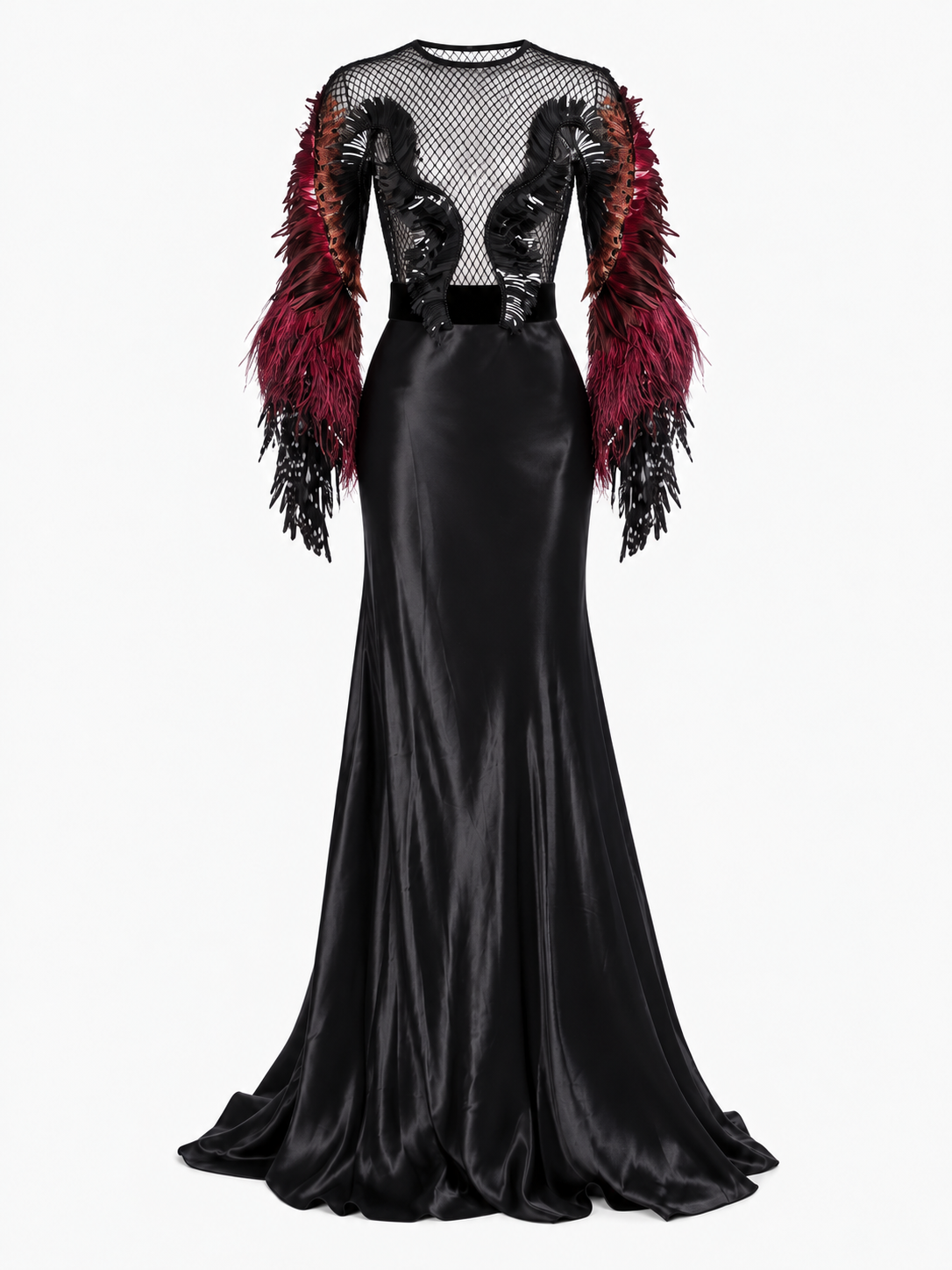 THE RAVEN: Gucci F/W 2013 Feather Embellished Gown. Size US 2. 
